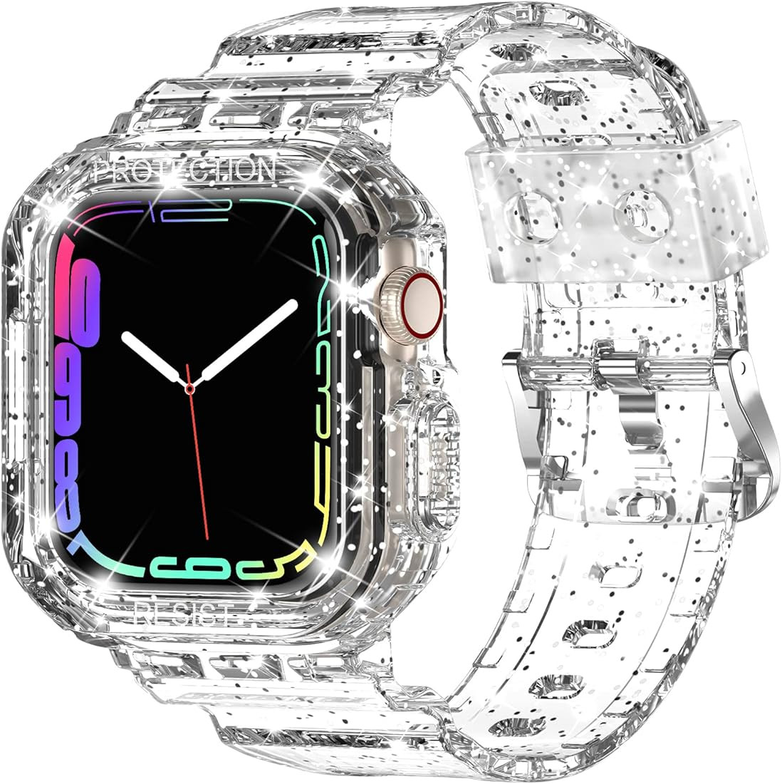 XYF Compatible for Crystal Clear Apple Watch Bands , 45mm 44mm 42mm 41mm 40mm 38mm with Bumper Ca... | Amazon (US)