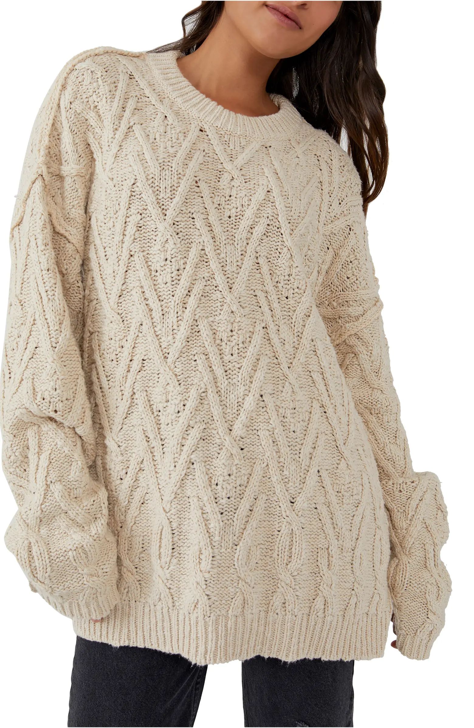Free People Isla Cable Stitch Tunic Sweater | Nordstrom | Nordstrom