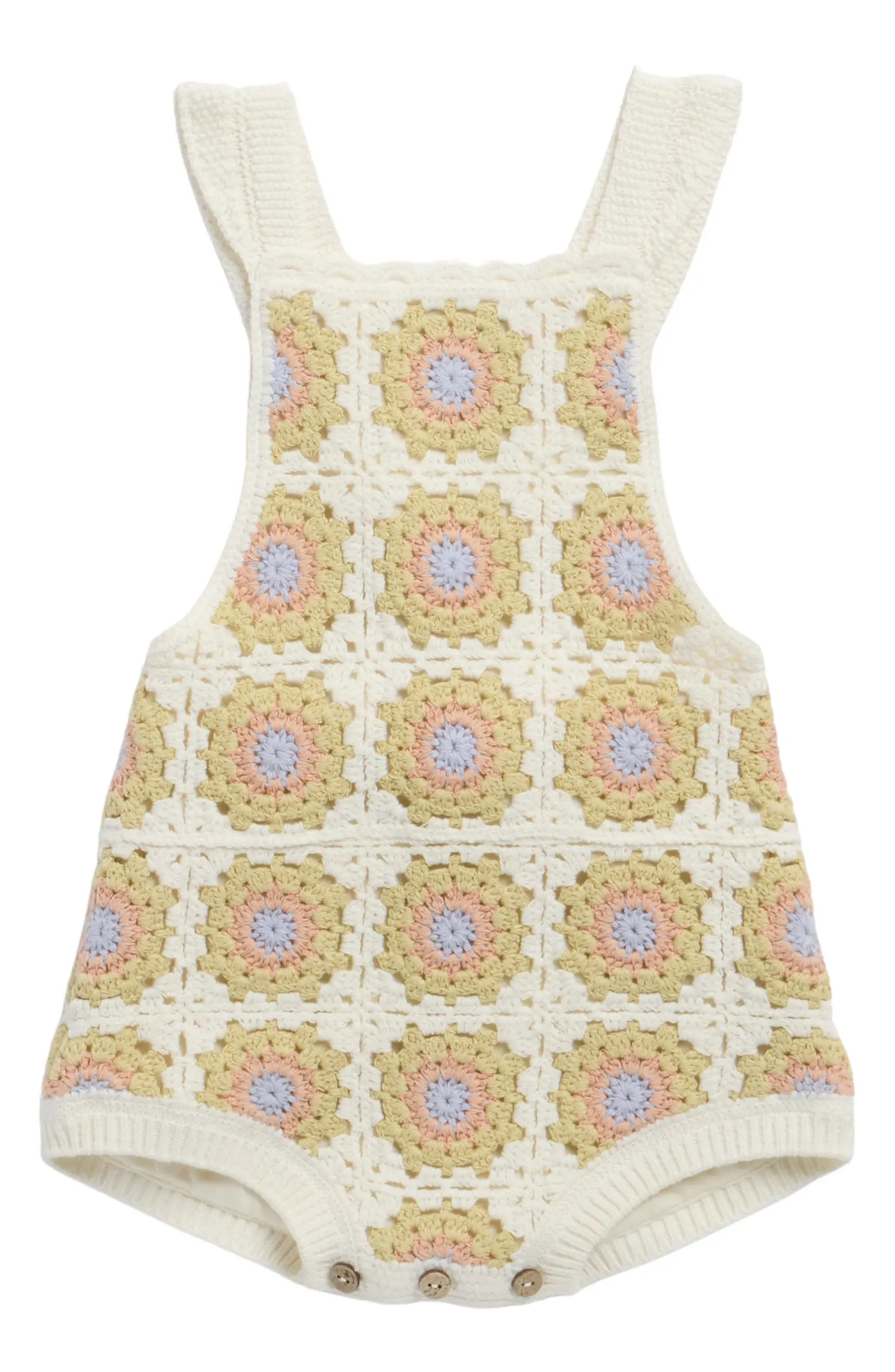 Citron Daisy Granny Square Romper | Nordstrom