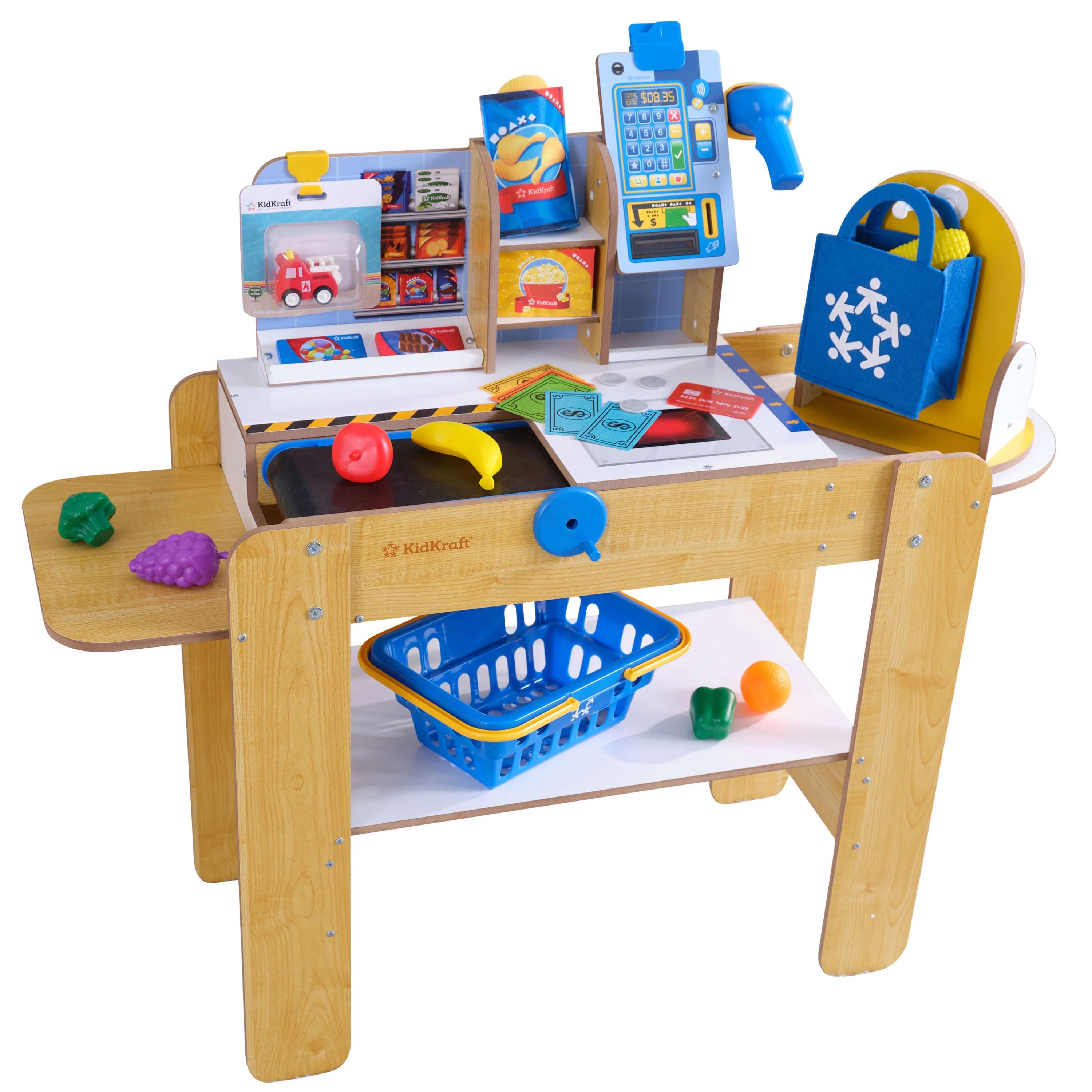 KidKraft Wooden Grocery Store Self-Checkout Center with 30 Accessories | Walmart (US)