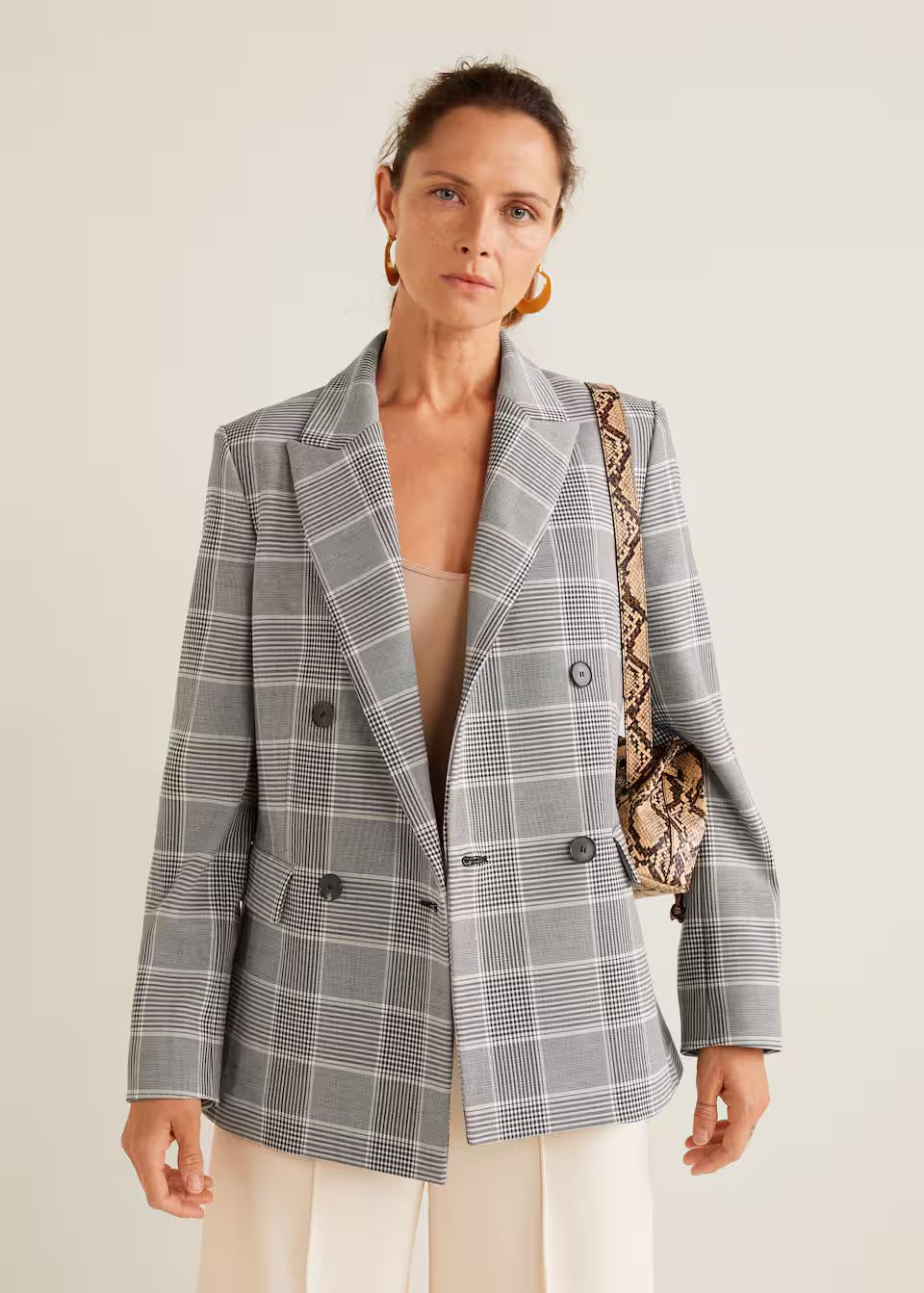 Check structured blazer - Women | MANGO (US)