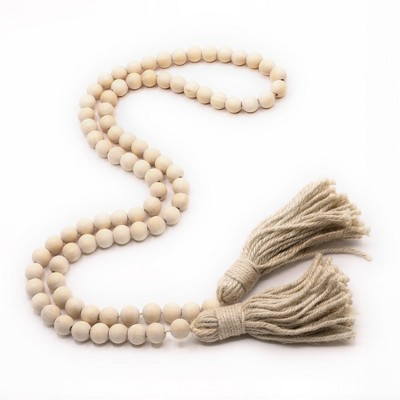 Ornativity Farmhouse Beads Wooden Garland Wood Prayer Bead Garland with Tassels Boho Rustic Accented Home décor Country style hanging beads 60” Wood | Target