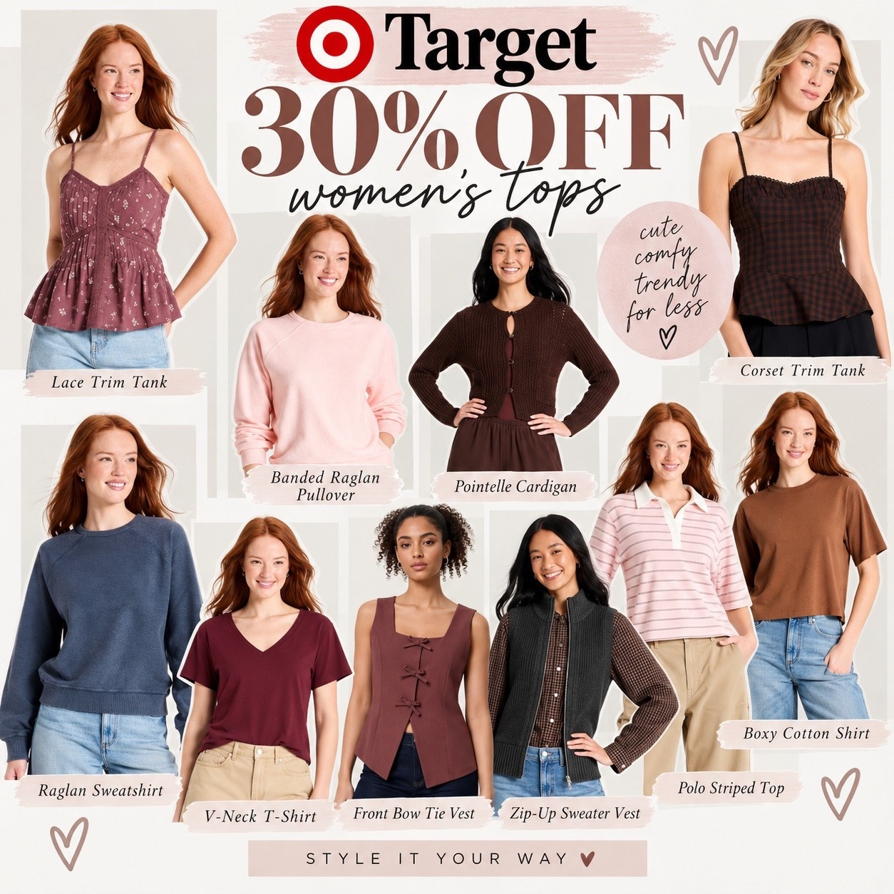 Target sale! 30% off women’s tops!

#LTKootd #LTKSaleAlert #LTKMidsize