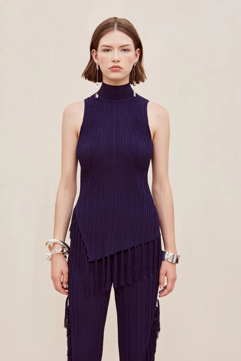 DOJA KNIT TOP - EVENING BLUE | Cult Gaia - US