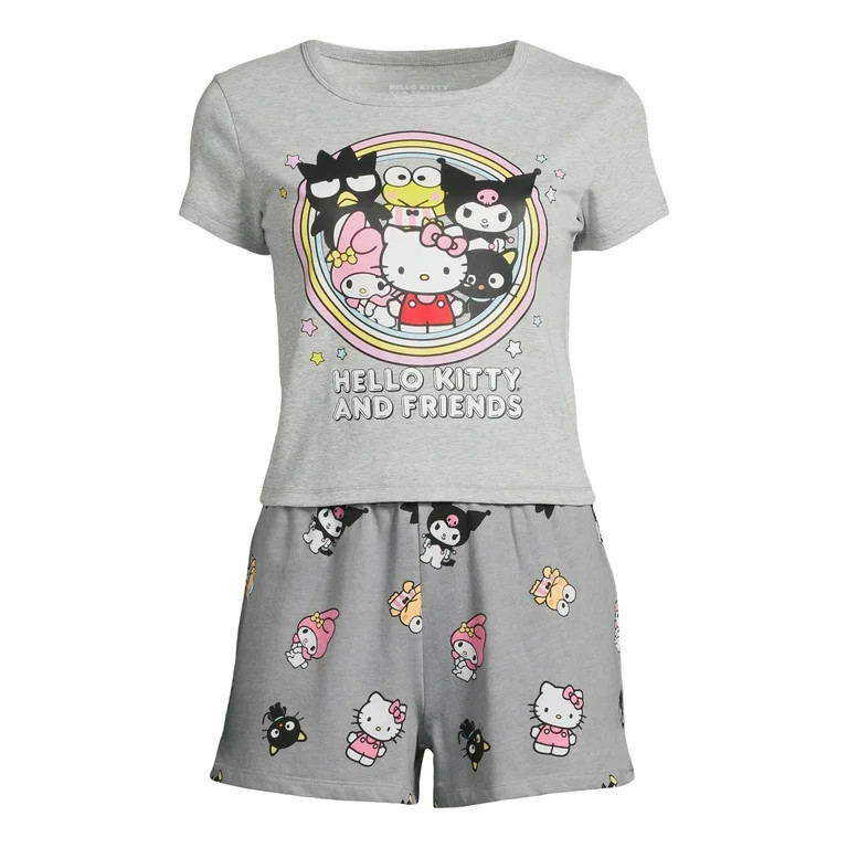 Hello Kitty Juniors Graphic T-Shirt and Shorts Set, 2-Piece, Sizes XS-3X | Walmart (US)