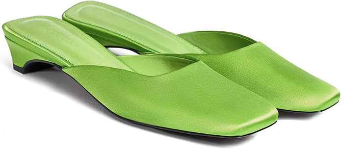 Coutgo Women's Mules Low Kitten Heel Closed Square Toe Slip On Backless Dress Shoes,Size Fits Lar... | Amazon (US)