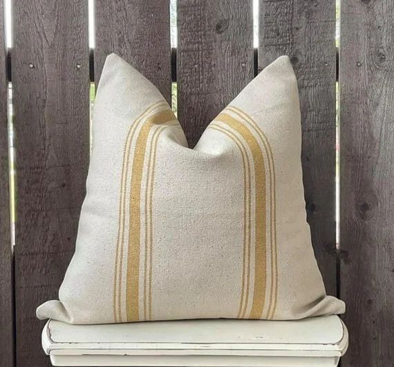 Grain Sack Stripe Pillow Cover  Farmhouse Pillow Cover  | Etsy | Etsy (US)
