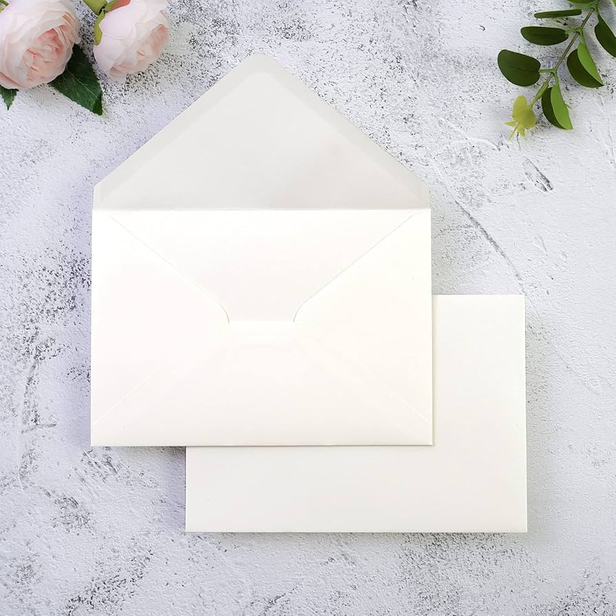 PONATIA 50 PCS/Pack A7 Envelopes, 5.25 x 7.5'' Shiny Ivory Envelopes, Perfect 5x7 Envelopes for W... | Amazon (US)
