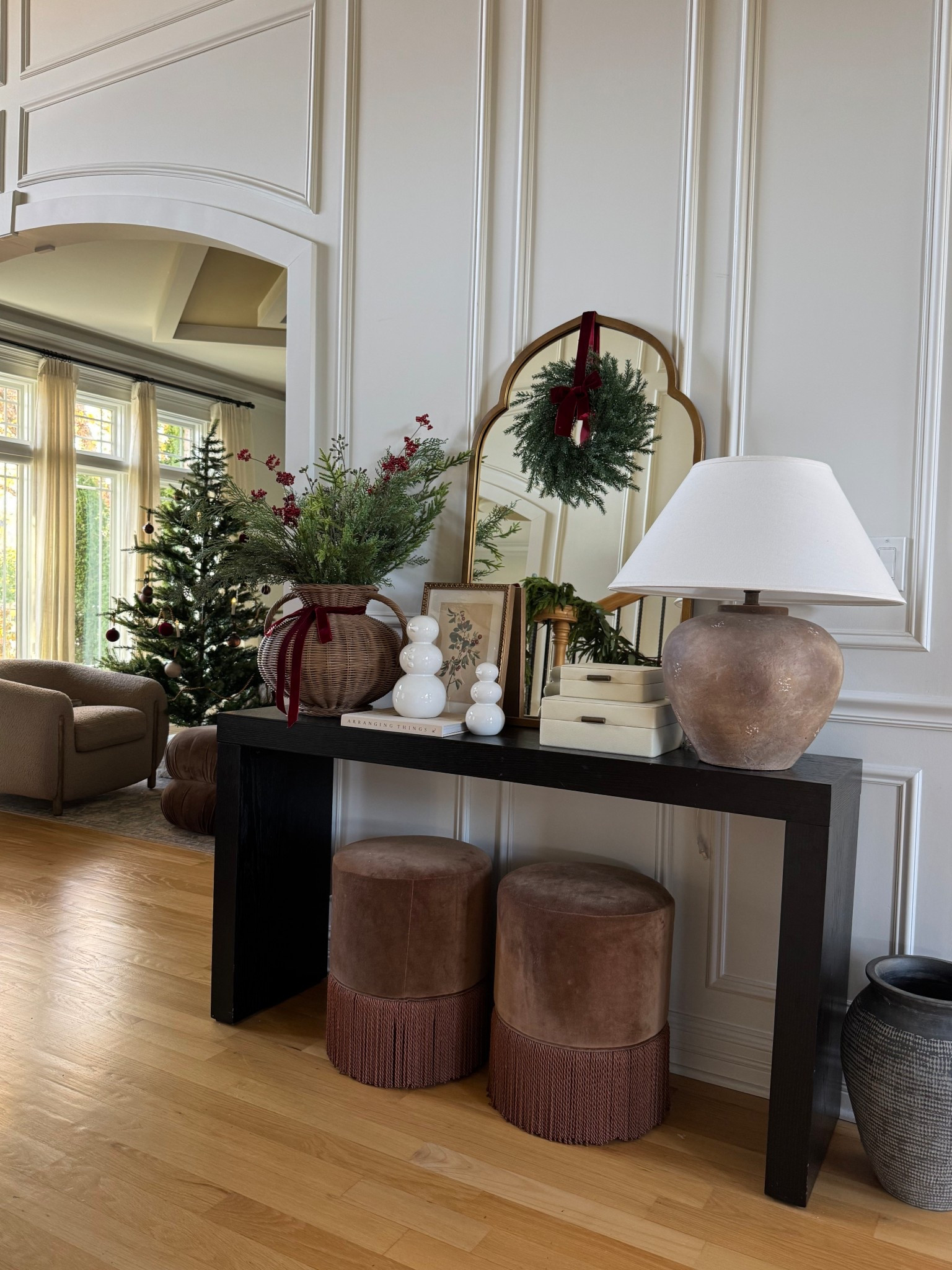 Christmas entryway styling inspo! My console table is on major sale! 

#LTKSeasonal #LTKHoliday #LTKHome