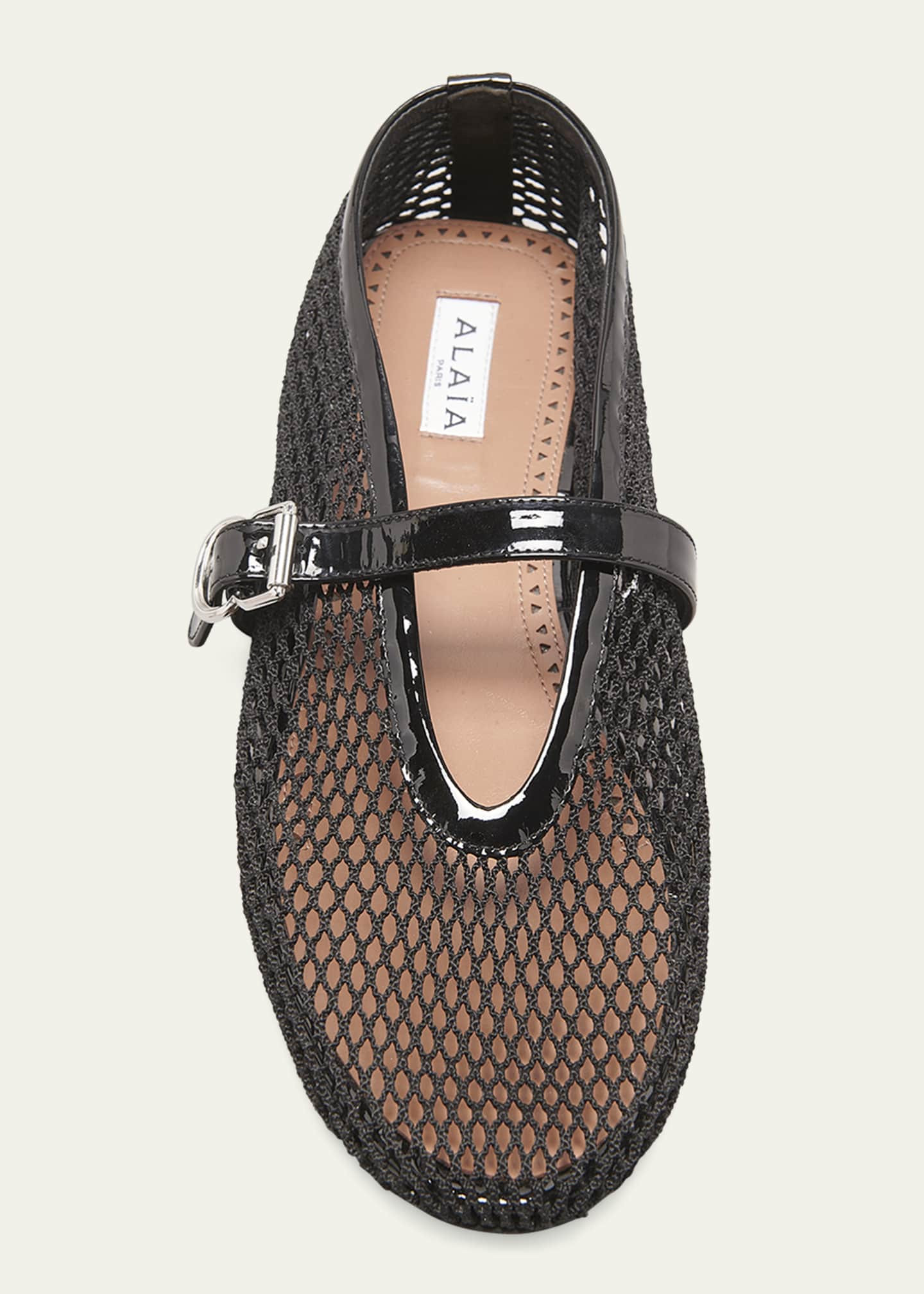 ALAIA Mesh Mary Jane Ballerina Flats | Bergdorf Goodman