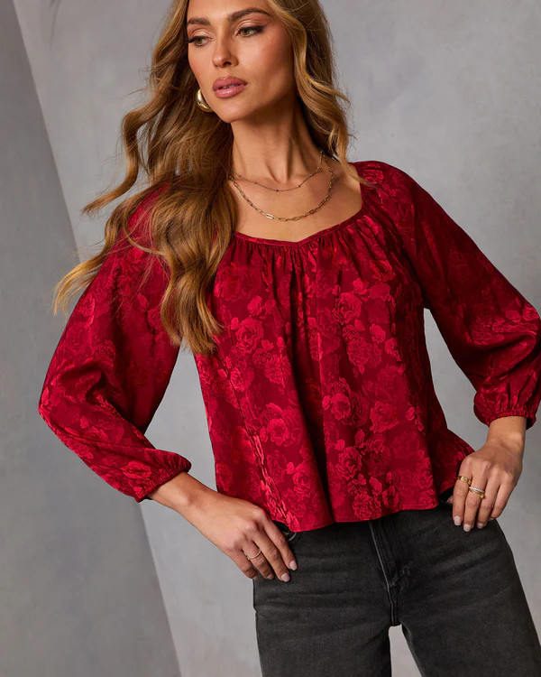 Cool Bloom Floral Jacquard Blouse | VICI