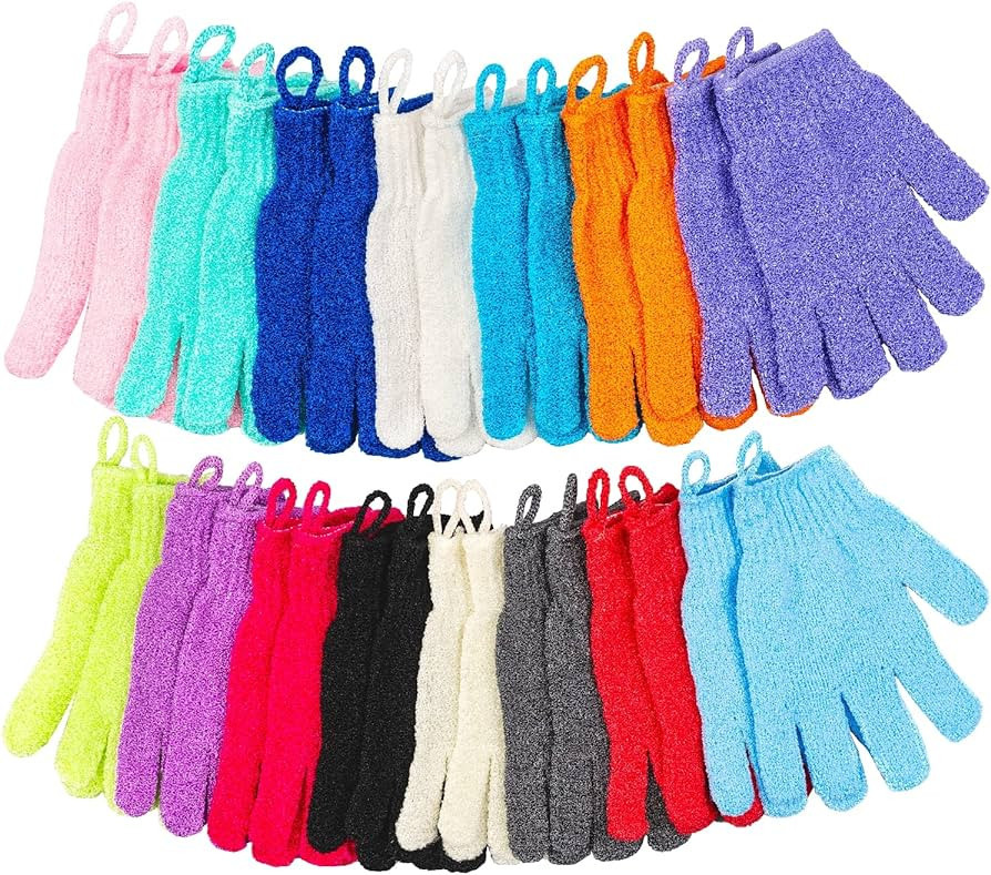 30 Pcs Exfoliating Gloves for Shower, 15 Colors Body Exfoliator Glove with Hanging Loop, Scrub Ex... | Amazon (US)