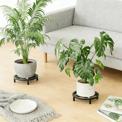 Heavy Duty Plant Stand 2 Pack, Fully Assembled Metal Pot Holder With Saucer For Indoor And Outdoor Use, 11.8 Inch Sturdy Riser With 220 Lb Capacity, N | Wayfair North America