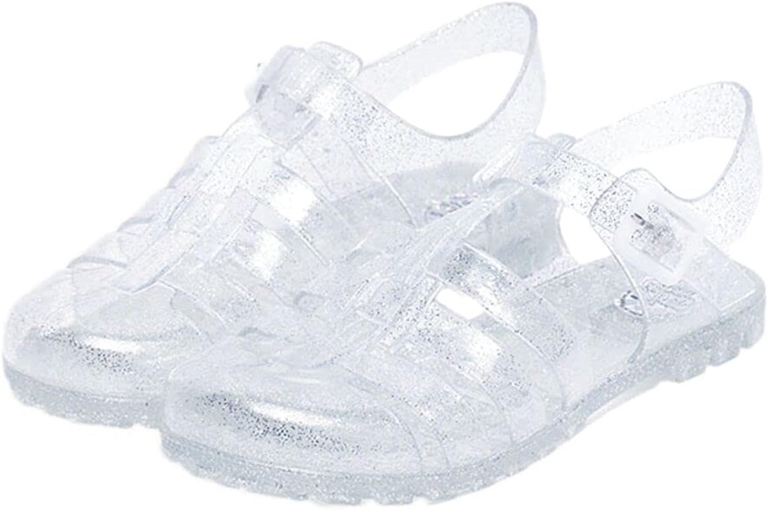Women's Jelly Sandals T-Strap Slingback Flats Clear Summer Beach Rain Shoes | Amazon (US)