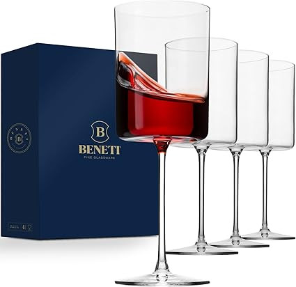 Superlative Edge Wine Glasses Square [Set of 4] White & Red Wine Goblets, Premium Clear Glass Bor... | Amazon (US)