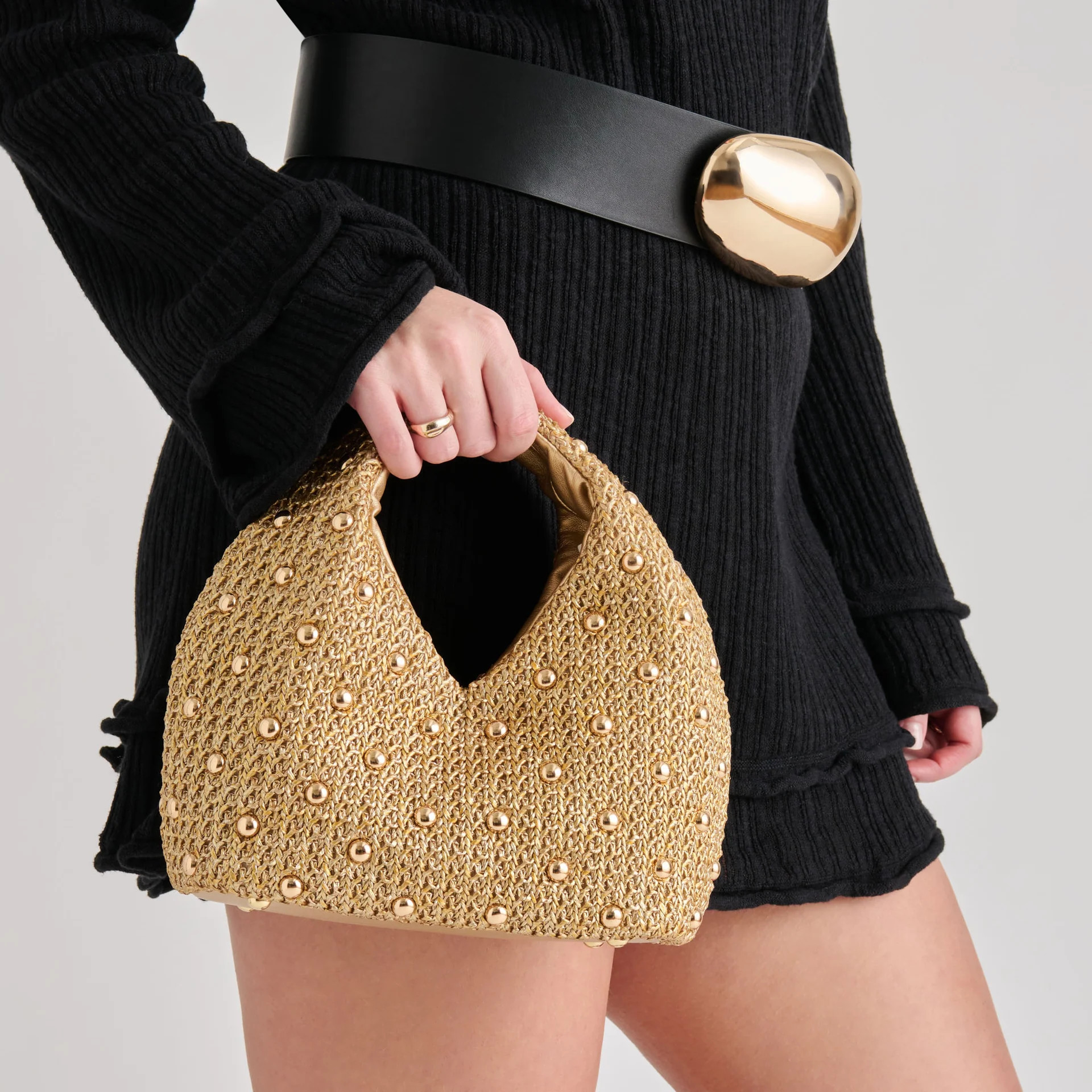 Dahlia Gold Raffia Handbag | Dolce Vita | DolceVita.com