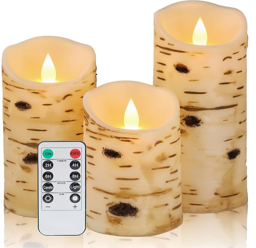 Comenzar Flameless Candles Birch Bark Candle LED Candles Home Decor H: 456" x D: 3.25" Electric C... | Amazon (US)