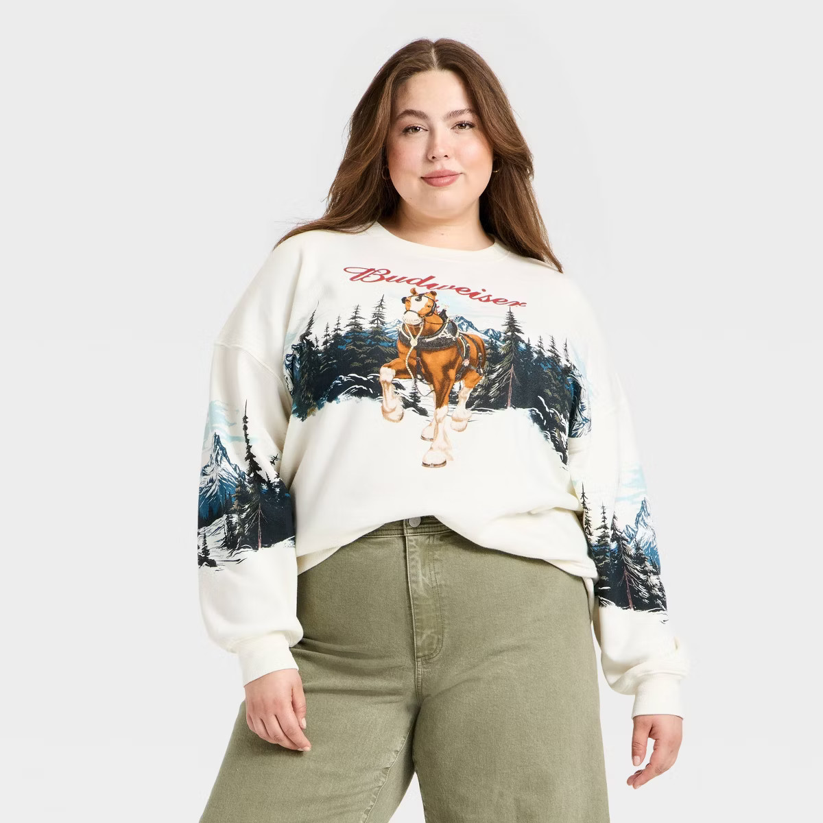 Women's Budweiser Horse Graphic Sweatshirt - Ivory | Target