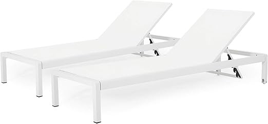 Christopher Knight Home Cynthia Outdoor Chaise Lounge (Set of 2), White. | Amazon (US)