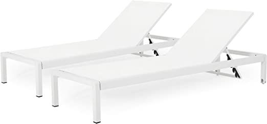 Christopher Knight Home Cynthia Outdoor Chaise Lounge (Set of 2), White. | Amazon (US)