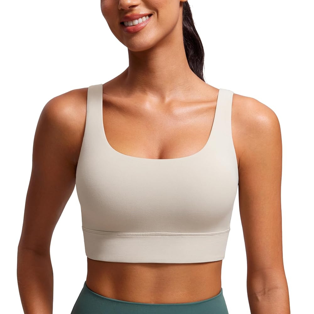 CRZ YOGA Butterluxe Womens U Back Sports Bra - Scoop Neck Padded Low Impact Yoga Clothes Workout ... | Amazon (US)