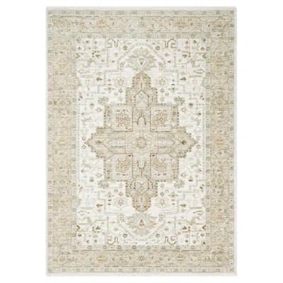 Lainey Vintage Center Medallion Beige/Gold Area Rug | Wayfair North America