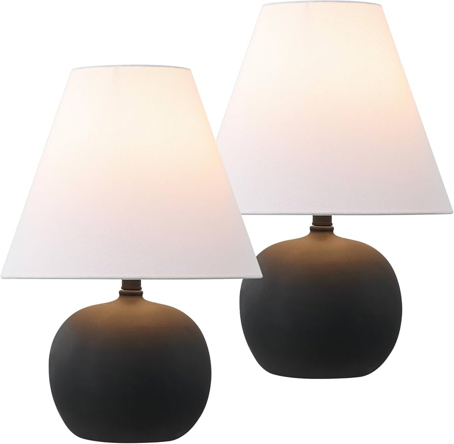 JONATHAN Y Asher 18.25" Gourd LED Table Lamp, Matte Black, Set of 2 | Amazon (US)