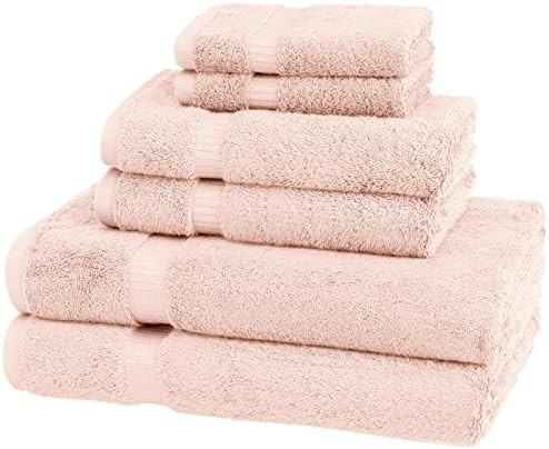 Amazon Brand – Pinzon Organic Cotton Bathroom Towels, 6-Piece Set, Blush Peach/Pink | Amazon (US)