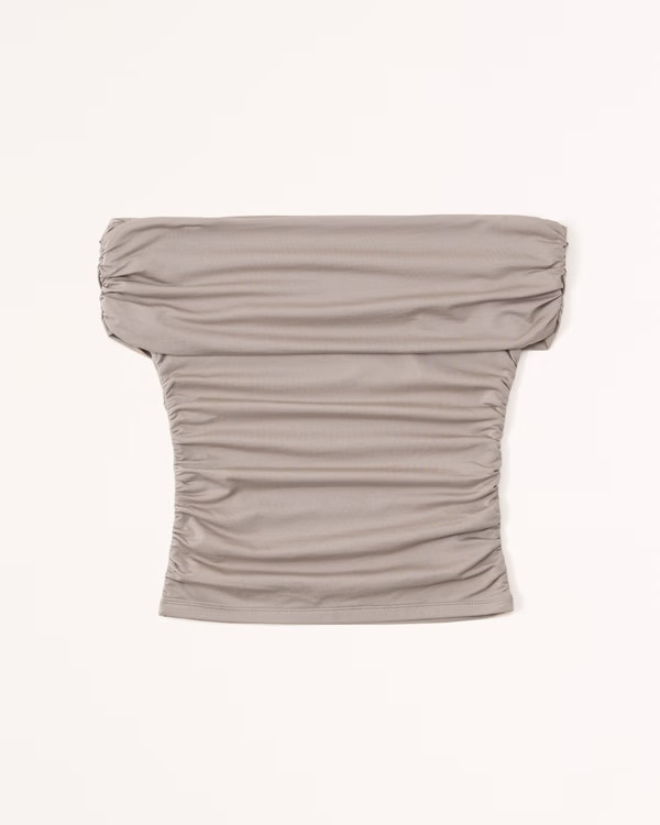 Cotton-Modal Ruched Off-The-Shoulder Top | Abercrombie & Fitch (US)