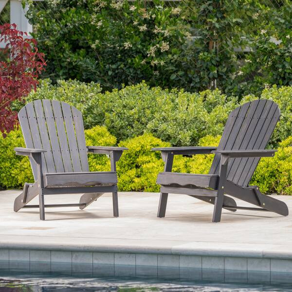 Hanlee Rustic Adirondack Chair (Set of 2) by Christopher Knight Home - Dark Grey | Bed Bath & Beyond