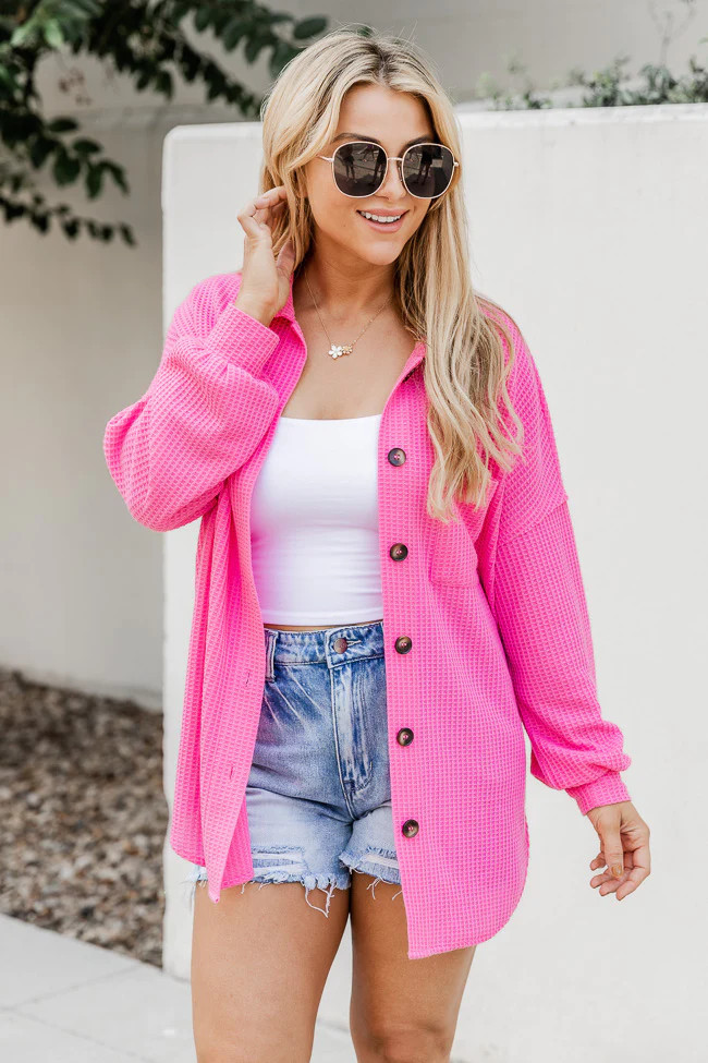 Need A Little More Hot Pink Waffle Shacket | Pink Lily