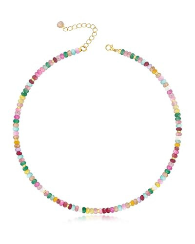 MIDDLUX Beaded Necklaces for Women, Choker Colorful Beaded Necklace, Rainbow Crystal Necklace, Summer Jewelry, Boho Necklaces for Women | Amazon (US)