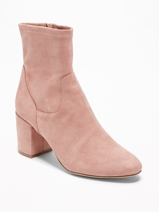Faux-Suede Slim-Calf Block-Heel Boots | Old Navy US