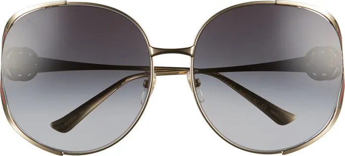 63mm Gradient Oversize Open Temple Round Sunglasses | Nordstrom