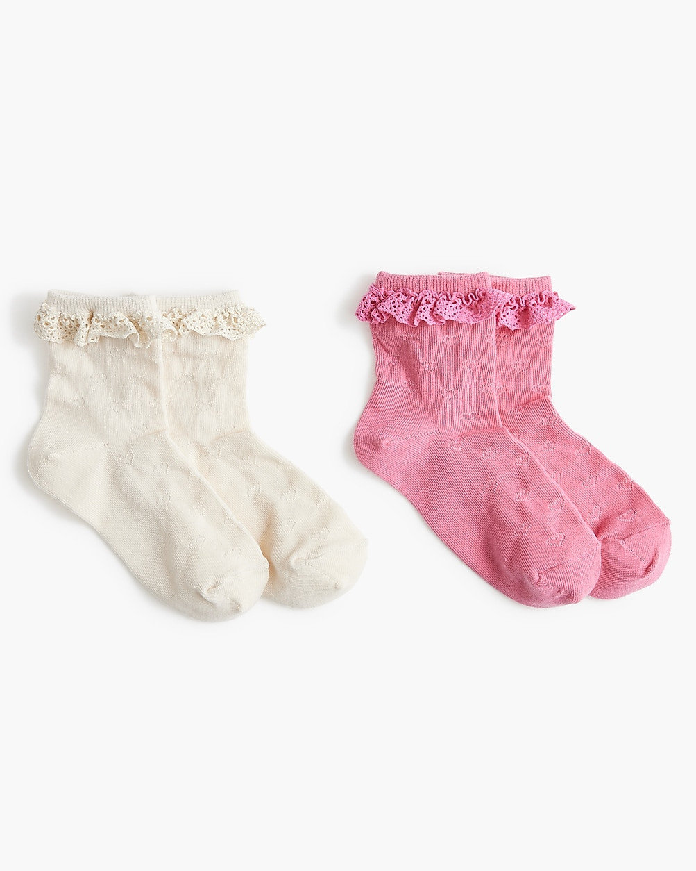 Girls' lace-trim pointelle socks two-pack | J.Crew Factory