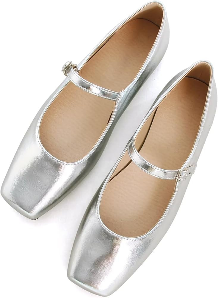 TN TANGNEST Leather Flats for Women Comfortable Square Toe Slip On Flats Soft Work Flats Retro Ma... | Amazon (US)