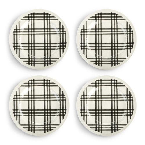 Black Plaid Melamine Dinner Plate S/4 | DEMDACO