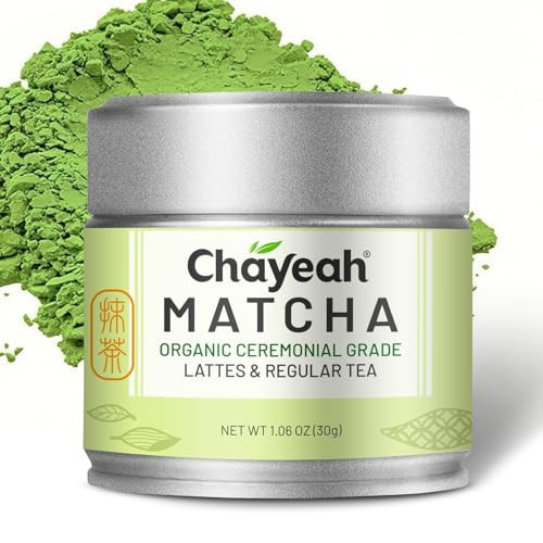 CHAYEAH, Jade Select Matcha – Organic Ceremonial Grade Matcha Green Tea Powder for Lattes & Everyday Matcha, First Harvest (1.06 oz Tin) | Amazon (US)