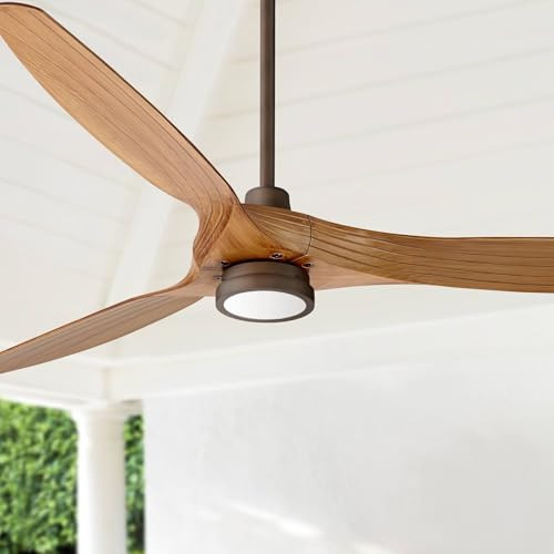 Casa Vieja 60" Aireon Modern Large 3 Blade Indoor Outdoor Ceiling Fan with LED Light Remote Control Rubbed Bronze Walnut Blades Damp Rated for Patio Exterior House Porch Gazebo Garage Barn | Amazon (US)