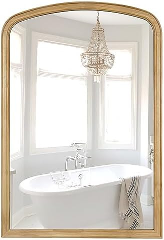 WallBeyond Arched Wall Mirror Wood Framed, 24" x 36" Rustic Farmhouse Wood Arched Mirror for Bath... | Amazon (US)