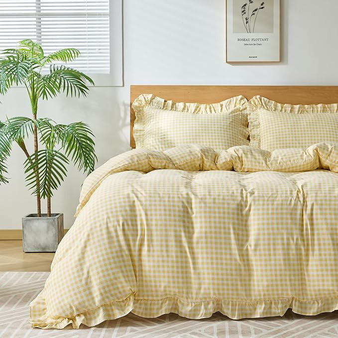 Gingham Duvet Cover King Size, 3 Pieces Soft Breathable Microfiber Plaid Duvet Cover with Zipper ... | Amazon (US)
