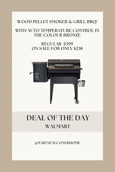 Wood Pellet Smoker & Grill BBQ! With Auto Temperature Control in the colour Bronze
REGULAR  $399
ON SALE FOR ONLY $238

#LTKhome #LTKsummer