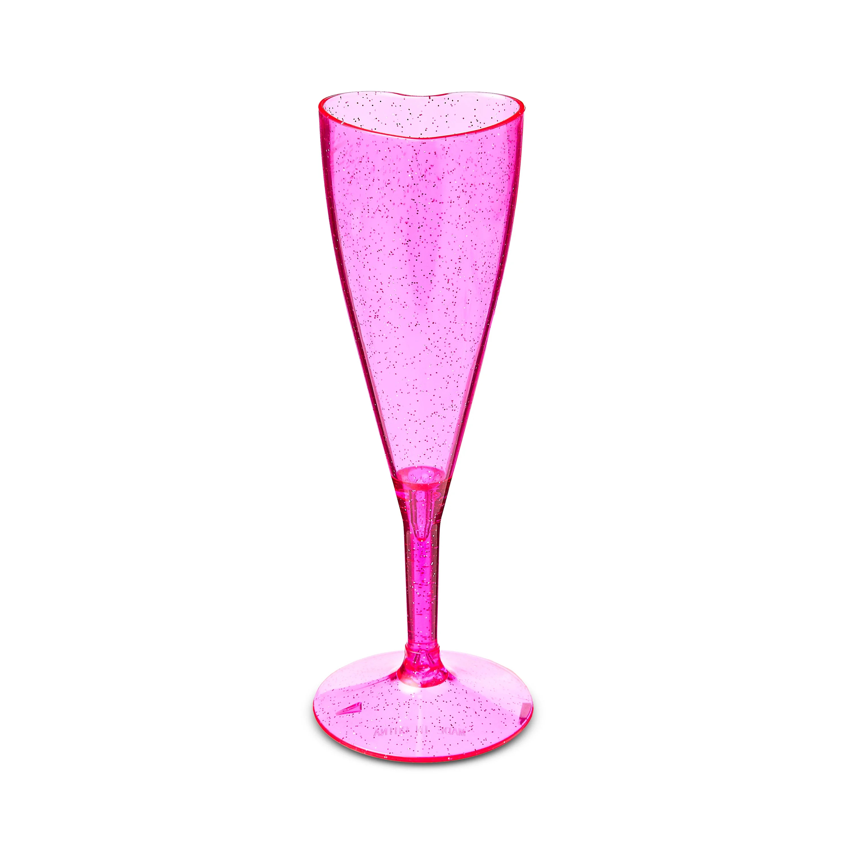 Valentine's Day Pink Glitter Plastic Heart Champagne Glass, 4 oz, by Way To Celebrate | Walmart (US)