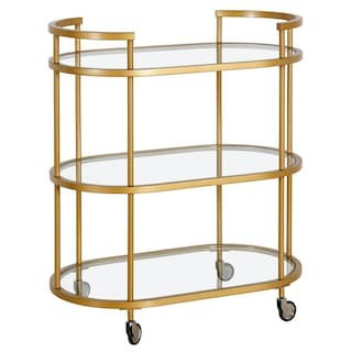 Leif Brass Round Bar Cart | The Home Depot