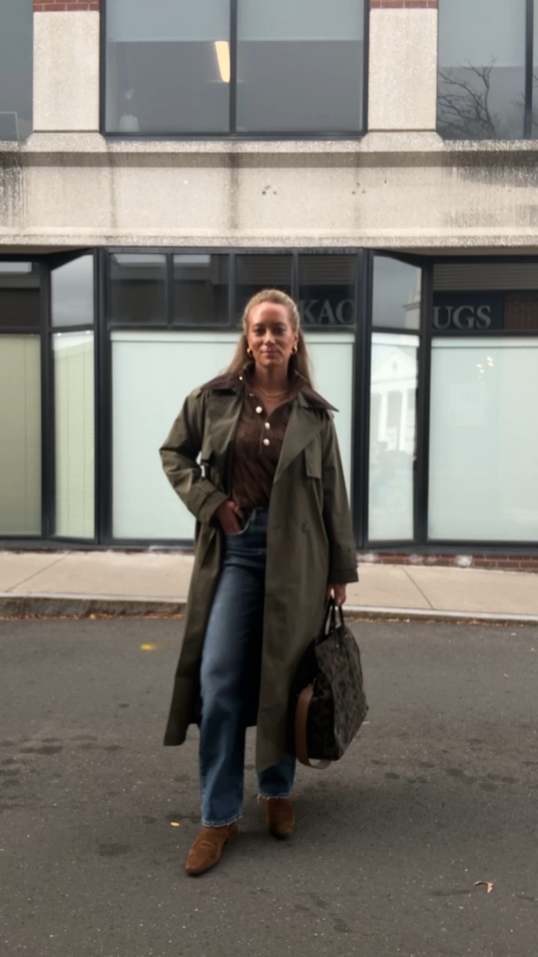 Today’s OOTD! 🤎 Loving this trench coat from Abercrombie to throw over my outfit for those crisp fall days! 
Trench: Small
Sweater: Small
Agolde: 26

#LTKItBag #LTKStyleTip #LTKSeasonal