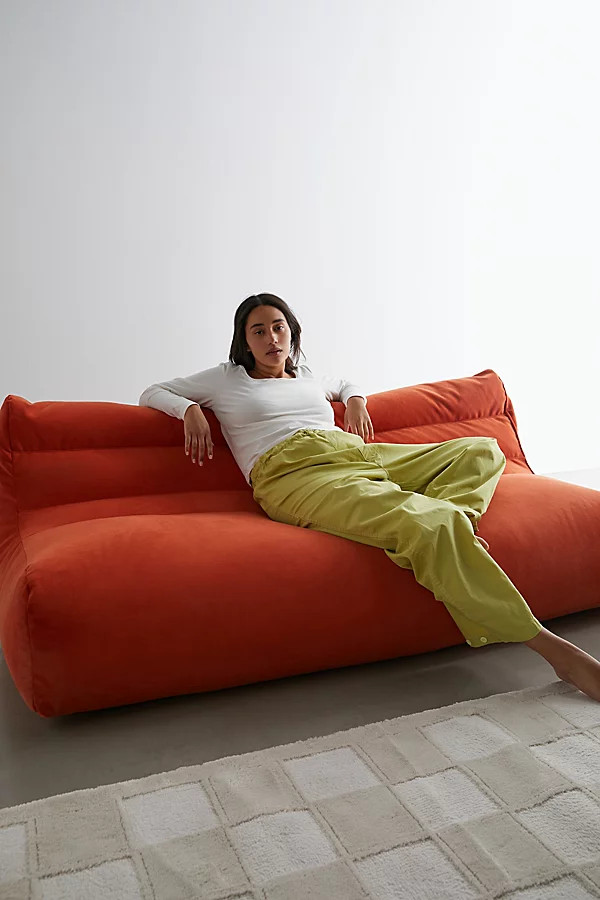 Dylan Velvet Bean Bag Sofa in Burnt Orange at Urban Outfitters | Urban Outfitters (US and RoW)