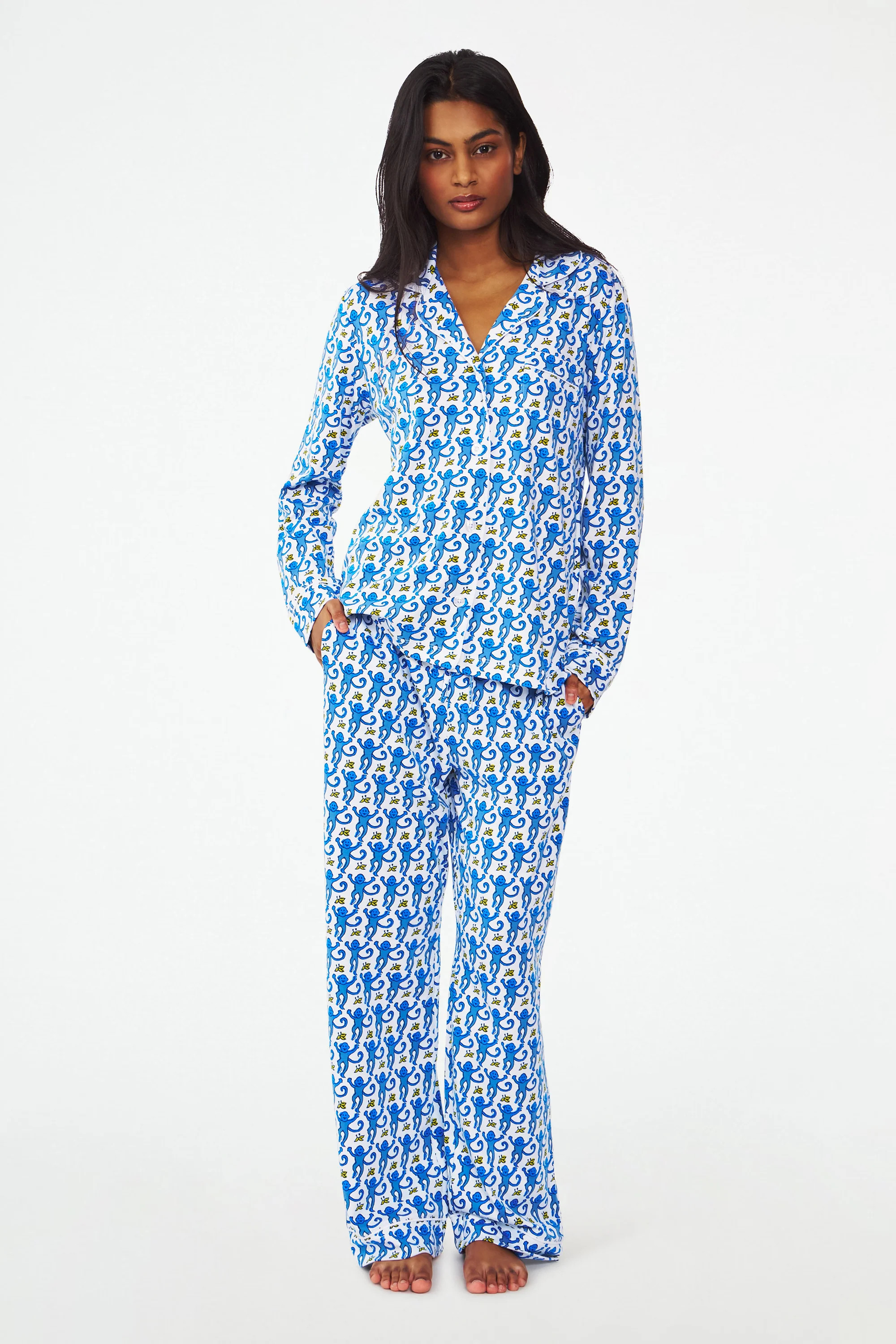 Monkey Long Sleeve Polo Pajamas | Roller Rabbit