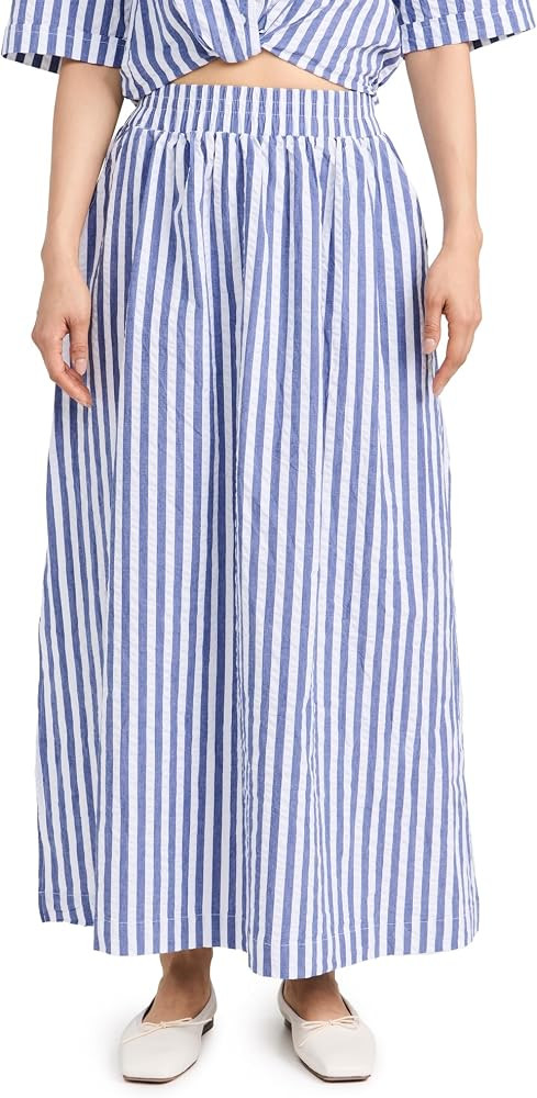 Stateside Women's Puckered Stripe Double Slit Maxi Skirt | Amazon (US)