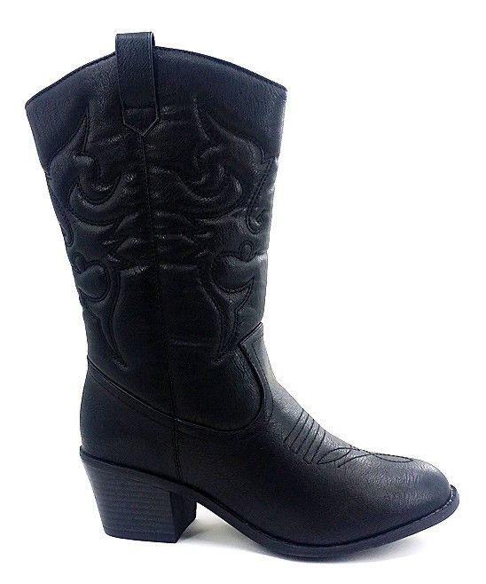 Ositos Shoes Women's Western Boots BLACK - Black Embossed Cowboy Boot - Women | Zulily