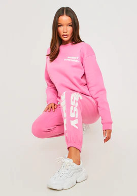 Lauren Pink Missy Empire Slogan Sweatshirt | Missy Empire (UK)